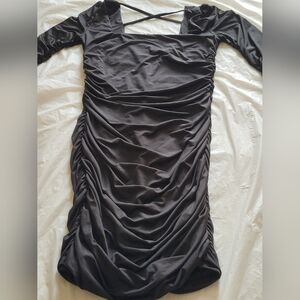 Elegant Black Ruched Dress